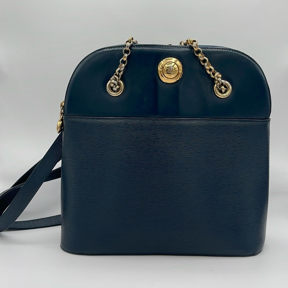 Chloe Leather Chain Handbag Shoulder
Bag Blue Bag.